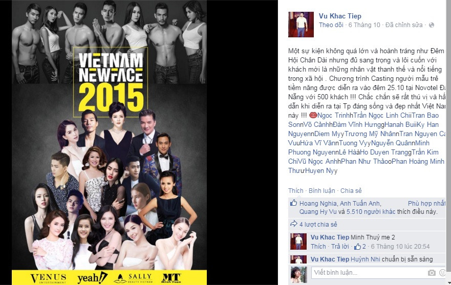 Khắc Tiệp ngang nhiên tổ chức cuộc thi người mẫu dù bị đình chỉ? - Ảnh 2 Khắc Tiệp ngang nhiên tổ chức cuộc thi người mẫu dù bị đình chỉ? - Ảnh 2