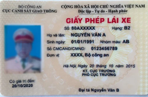 Giấy phép lái xe ngành công an có thêm thông tin nhóm máu