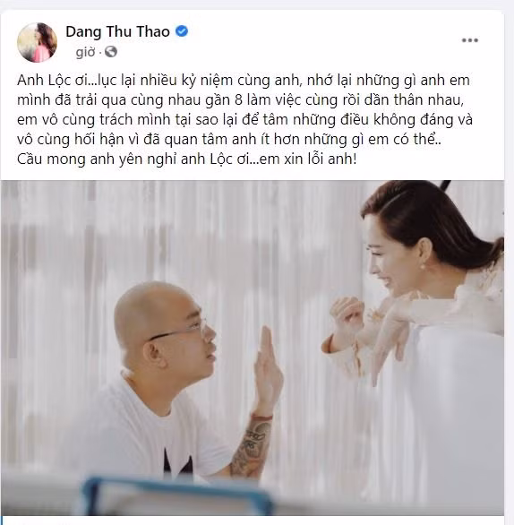 Hoa hậu Đặng Thu Thảo đau buồn trước sự ra đi của Phan Minh Lộc.