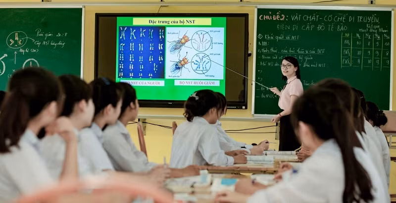 Một lớp học của Trường THPT Lục Nam (Bắc Giang) - thời điểm chưa có dịch Covid-19.