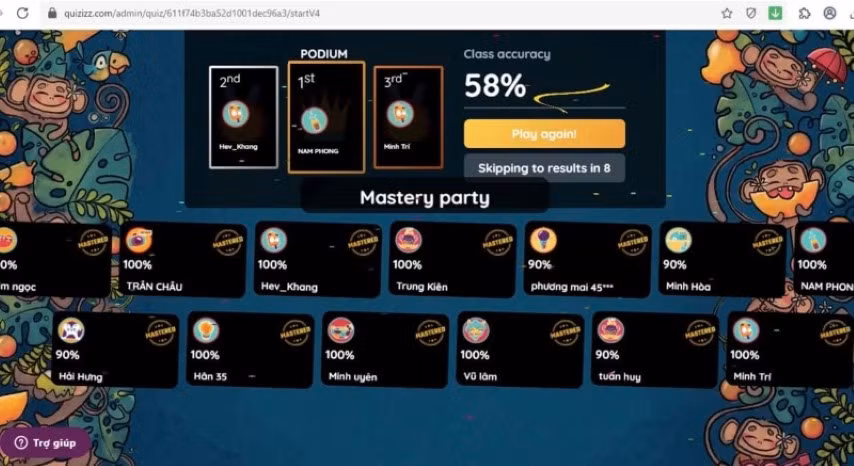 Các ứng dụng trò chơi được GV khai thác, tổ chức đố vui để học nhằm tạo không khí, lôi cuốn HS tương tác với GV và bạn học trong giờ học trực tuyến.