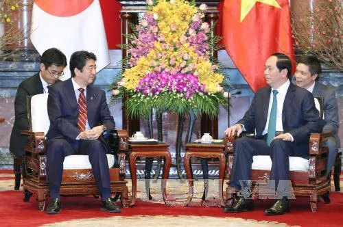 Chủ tịch nước Trần Đại Quang và Thủ tướng Nhật Bản Shinzo Abe.