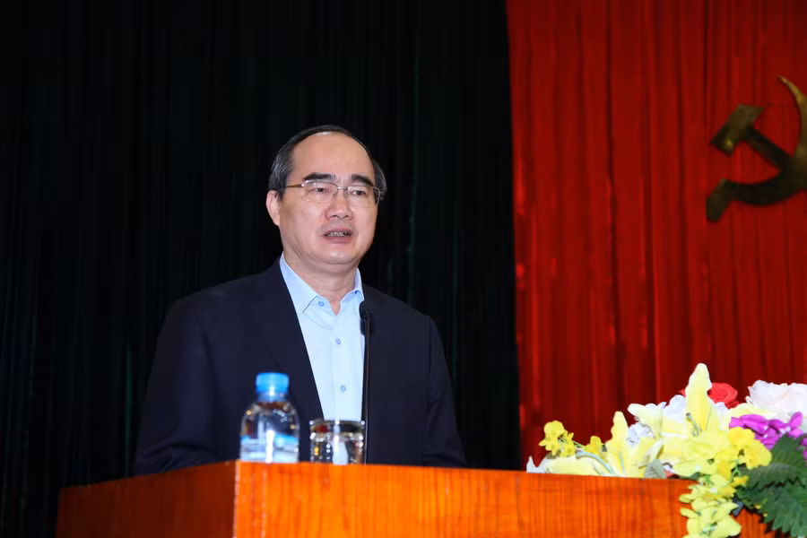 Chủ tịch Ủy ban Trung ương MTTQ Việt Nam Nguyễn Thiện Nhân phát biểu tại Hội nghị. Ảnh: VGP/Thành Trung