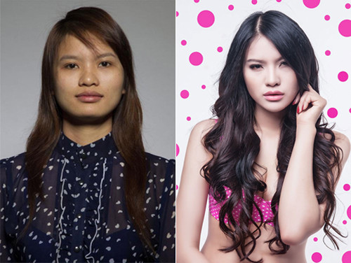 "Gái quê" Lê Thị Phương đã phải sửa mũi, gọt cằm và làm lại răng để có ngoại hình bắt mắt như hiện tại. Su-bien-doi-guong-mat-sao-Viet-7162-2549