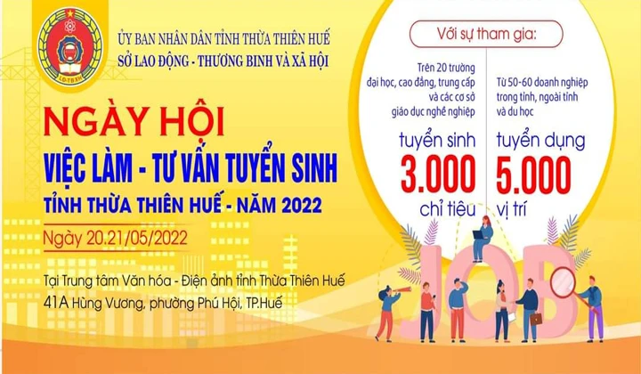 Thừa Thiên – Huế: 5.000 vị trí việc làm tại "Ngày hội việc làm, tư vấn tuyển sinh".