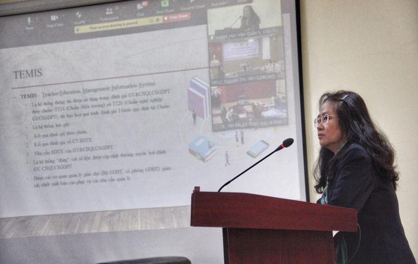 TS Lê Thị Kim Anh, chuyên gia tư vấn của Ban Quản lý Chương trình ETEP, phát biểu tại một hội thảo liên quan đến bồi dưỡng giáo viên. TS Lê Thị Kim Anh, chuyên gia tư vấn của Ban Quản lý Chương trình ETEP, phát biểu tại một hội thảo liên quan đến bồi dưỡng giáo viên.