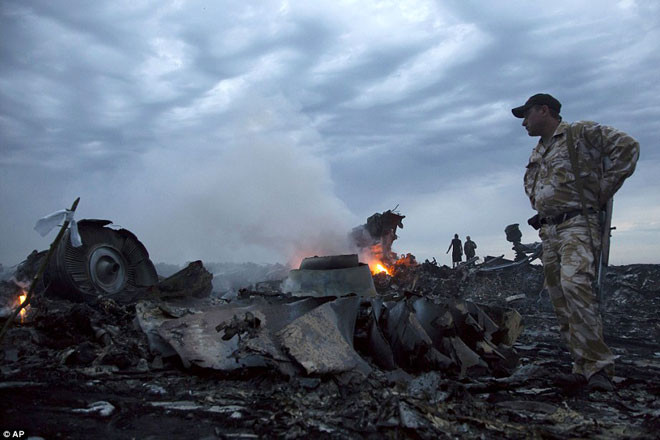 Hiện trường vụ máy bay MH17 rơi.