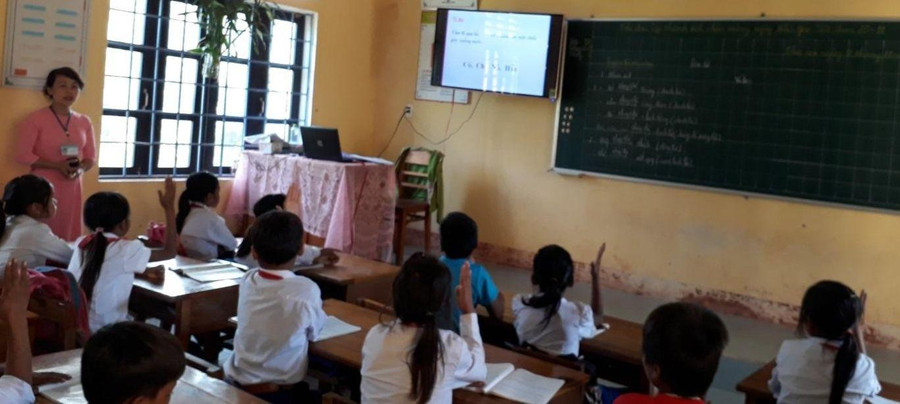 Một tiết học của học sinh tại huyện miền núi Hướng Hóa.
