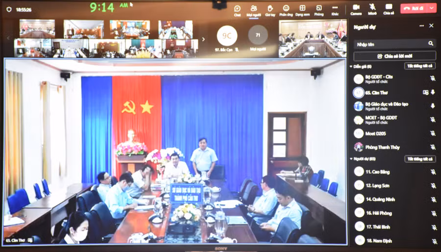 Đại diện Sở GD&ĐT phát biểu tại cuộc họp trực tuyến với 63 sở GD&ĐT về giám sát thực hiện Chương trình GDPT 2018.