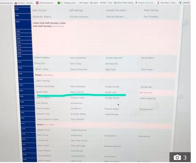 Lịch đánh golf giữa Bale với chủ tịch Tottenham lan truyền trên mạng xã hội.
