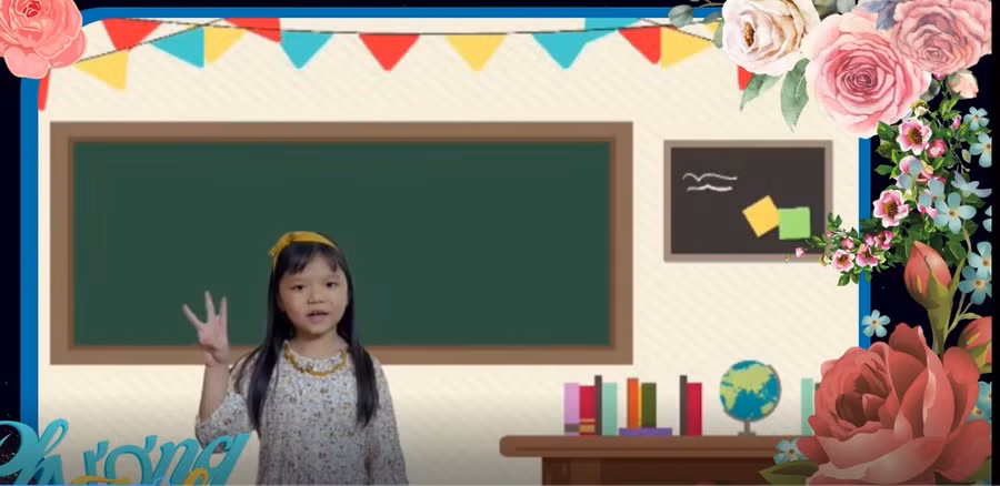 Học sinh Trường Tiểu học Ái Mộ B tự tin trong giờ học trực tuyến.