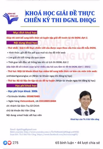 Một cá nhân quảng cáo và chiêu sinh thí sinh ôn luyện online.