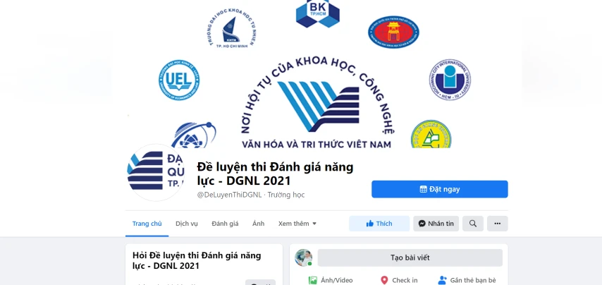 Fanpage mạo danh ĐHQG TPHCM để thu hút thí sinh. 