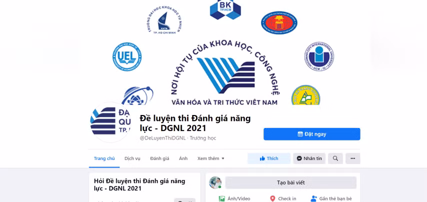 Fanpage mạo danh ĐHQG TPHCM để thu hút thí sinh. 
