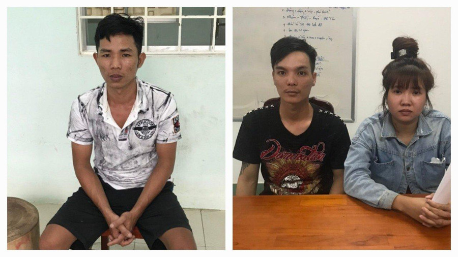 Các đối tượng Dương Minh Tuấn, Cao Văn Hoài, Võ Ngọc Trâm (từ trái qua). Các đối tượng Dương Minh Tuấn, Cao Văn Hoài, Võ Ngọc Trâm (từ trái qua).