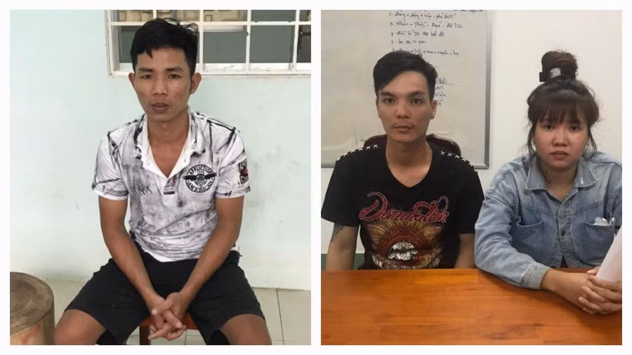 Các đối tượng Dương Minh Tuấn, Cao Văn Hoài, Võ Ngọc Trâm (từ trái qua).