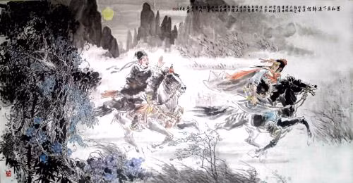 Lần thứ hai khi Hoài nam vương Anh Bố tạo phản. Lưu Bang đích thân dẫn quân đi bình loạn nhưng không quên thường xuyên cho người về thăm dò mọi hành tung của Tiêu Hà. Khi nghe thuộc hạ bẩm báo rằng tướng quốc Tiêu Hà vẫn "chăm chỉ xử lý các việc triều chính như trước, xem xét phê chuẩn tấu chương, lại còn quyên góp tiền bạc để hỗ trợ cho quân đội” thì Lưu Bang lại dấy lên ý định giết Tiêu Hà. Ảnh minh họa.