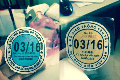 Sự khác nhau giữa 2 mẫu tem đăng kiểm dởm cho cùng một biển số xe bị cơ quan thu giữ từ Hòa. Sự khác nhau giữa 2 mẫu tem đăng kiểm dởm cho cùng một biển số xe bị cơ quan thu giữ từ Hòa.