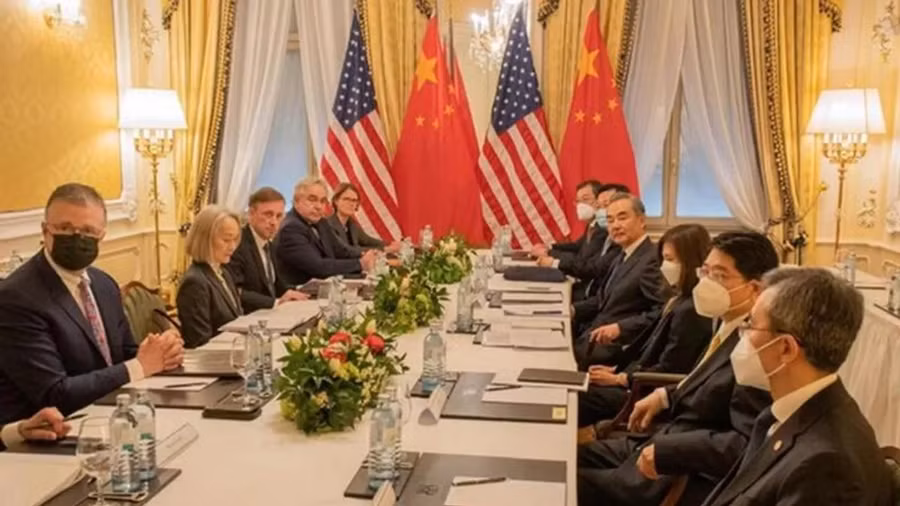 Cố vấn an ninh quốc gia Mỹ Jake Sullivan đã có cuộc gặp Chủ nhiệm Văn phòng Ủy ban Công tác Đối ngoại Trung ương Đảng Trung Quốc Vương Nghị. Ảnh: Sputnik/Bộ Ngoại giao Trung Quốc.