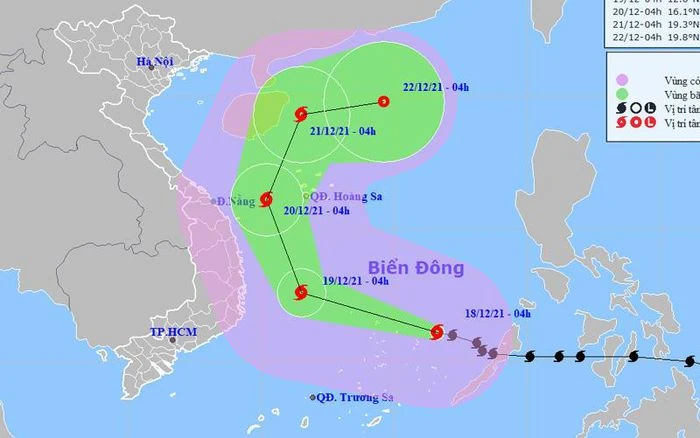 Đường đi và vị trí bão số 9. 