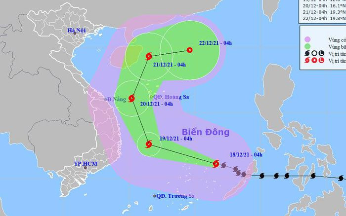 Đường đi và vị trí bão số 9. 