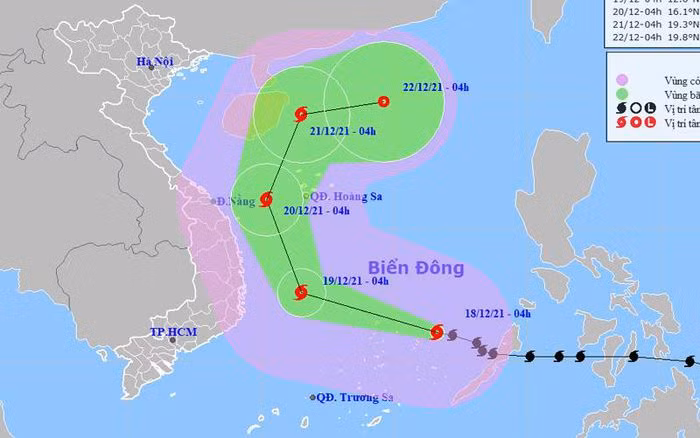 Đường đi và vị trí bão số 9. 