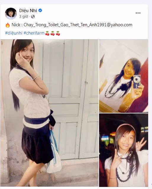 Nữ diễn viên Diệu Nhi cũng nhiệt tình hưởng ứng trend "đào mộ" ảnh quá khứ bằng loạt ảnh "chất như nước cất" này.