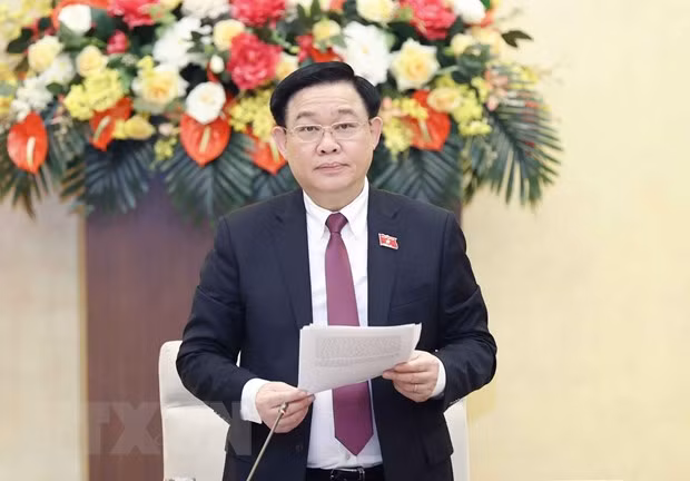 Chủ tịch Quốc hội Vương Đình Huệ phát biểu bế mạc phiên họp. (Ảnh: Doãn Tấn/TTXVN).