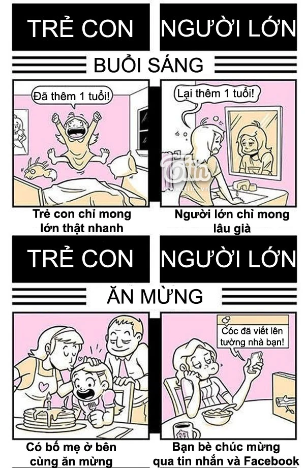 Sự khác biệt giữa người lớn và trẻ con