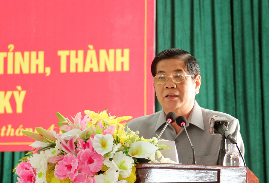 Đồng chí Nguyễn Phong Quang - Phó Trưởng Ban Thường trực BCĐ Tây Nam bộ phát biểu tại buổi Họp mặt