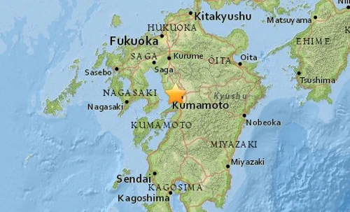 Vị trí xảy ra động đất. Đồ họa: USGS