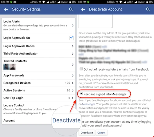 Khóa tài khoản Facebook, vẫn chat Messenger ngon lành