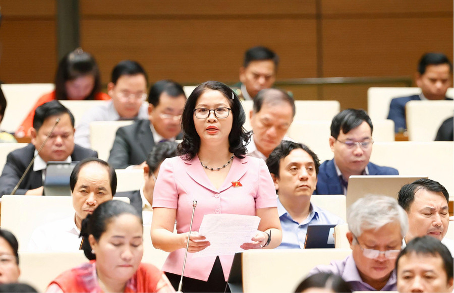 GS.TS.NGƯT Nguyễn Thị Lan phát biểu tại nghị trường về phát triển đổi mới sáng tạo và chuyển giao công nghệ nhằm thúc đẩy tự chủ đại học.