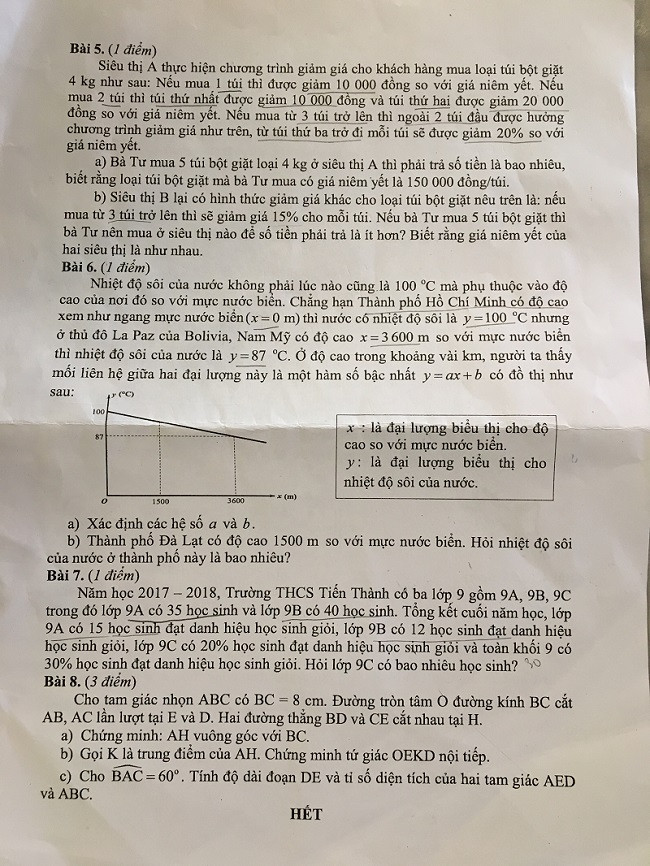 Đề thi môn Toán gồm 2 trang