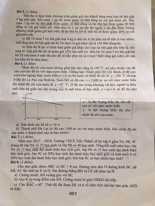 Đề thi môn Toán gồm 2 trang Đề thi môn Toán gồm 2 trang