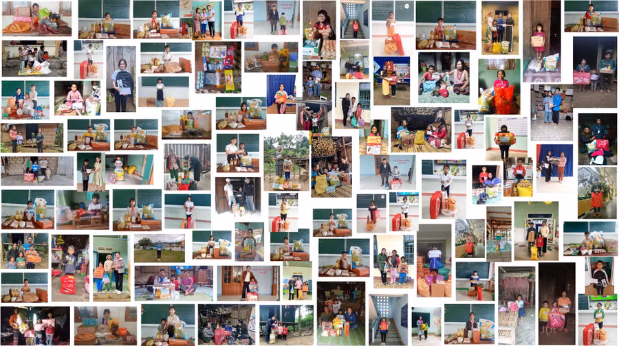 Một số hình ảnh trao quà hàng tháng cho học sinh tham gia dự án Đi học trên núi của CLB Bạn thương nhau