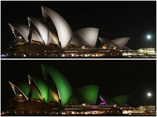 Thế giới hưởng ứng Giờ Trái đất 2015 ảnh 4 Nhà hát Opera ở Sydney.