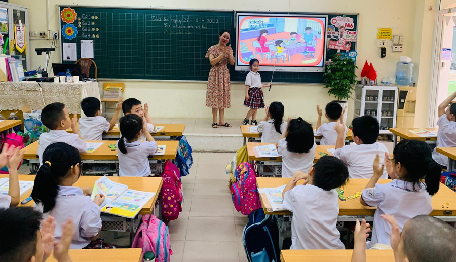 Một lớp học của Trường Tiểu học Vĩnh Tuy (Hai Bà Trưng, Hà Nội). Ảnh: TG