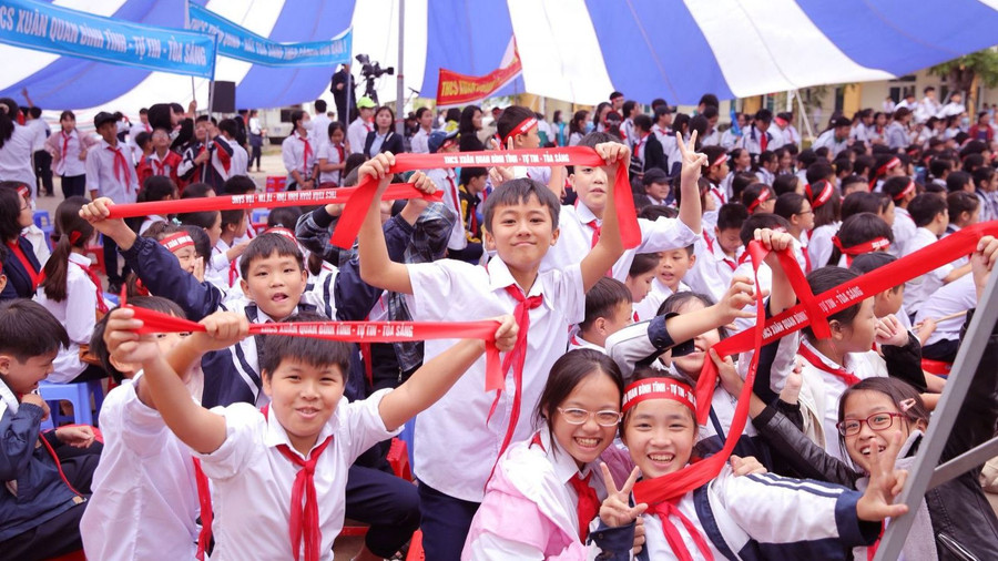 Học sinh Trường THCS Xuân Quan, tỉnh Hưng Yên. Ảnh: NTCC. Học sinh Trường THCS Xuân Quan, tỉnh Hưng Yên. Ảnh: NTCC.