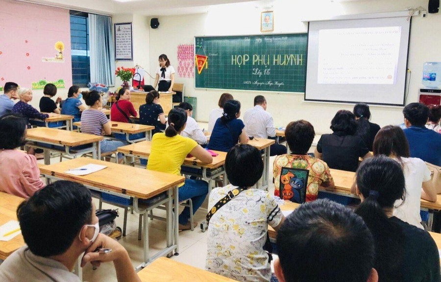 Họp phụ huynh tại Trường Tiểu học An Hòa (Cầu Giấy, Hà Nội). Ảnh mang tính chất minh họa. Nguồn ảnh: website nhà trường