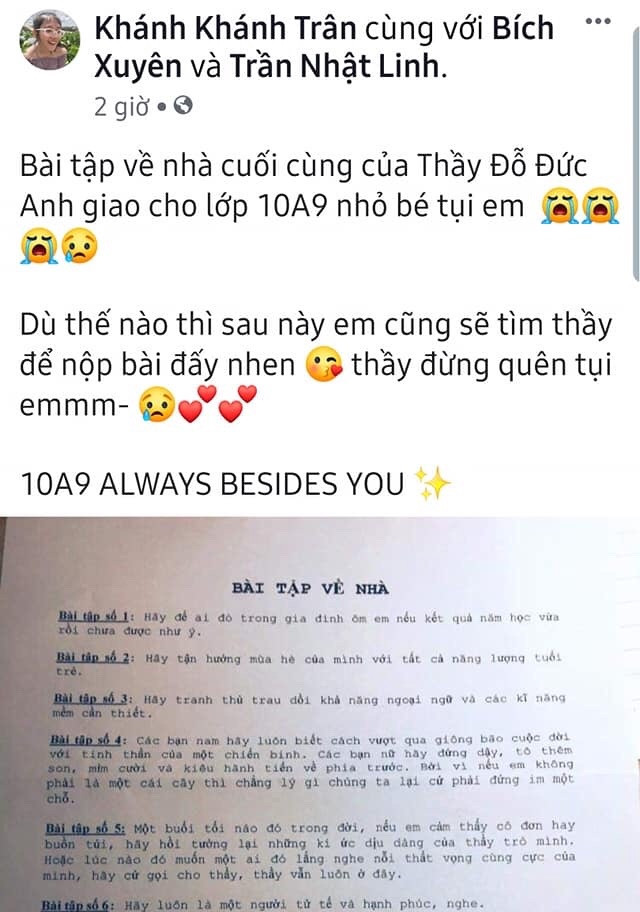 Học sinh chia sẻ sau khi đọc bài tập về nhà thầy Đức Anh giao Học sinh chia sẻ sau khi đọc bài tập về nhà thầy Đức Anh giao