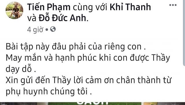 Phụ huynh chia sẻ trên trang cá nhân sau khi đọc bài tập về nhà của con em mình Phụ huynh chia sẻ trên trang cá nhân sau khi đọc bài tập về nhà của con em mình