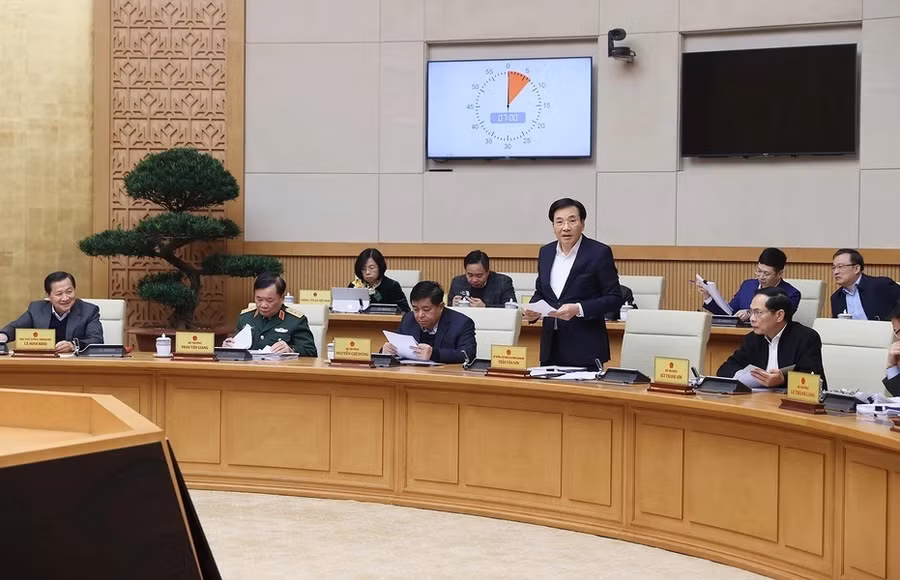 Bộ trưởng, Chủ nhiệm Văn phòng Chính phủ Trần Văn Sơn phát biểu. (Ảnh: Dương Giang/TTXVN)