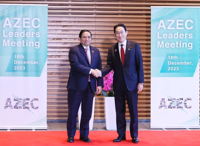 Thủ tướng Phạm Minh Chính và Thủ tướng Nhật Bản Fumio Kishida. (Ảnh: VGP/Nhật Bắc)