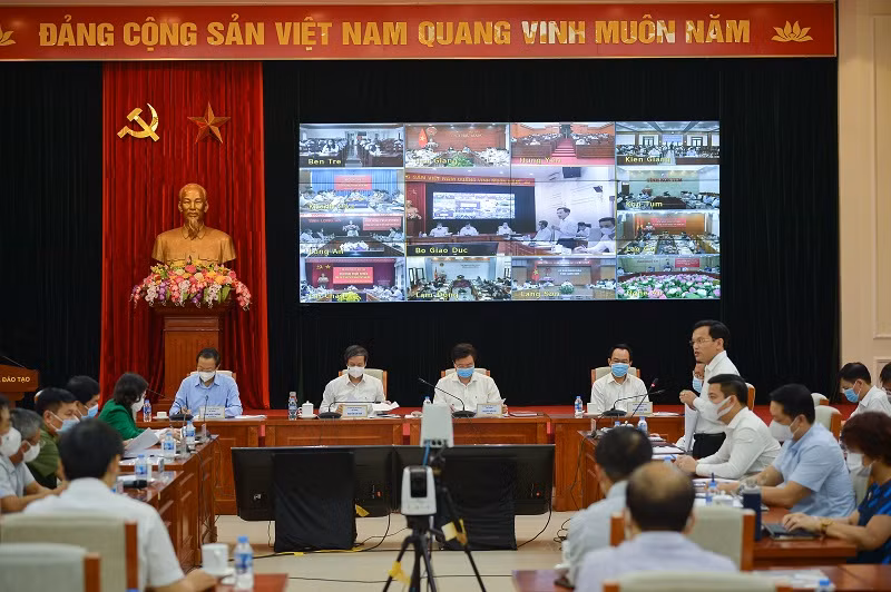 Toàn ảnh hội nghị tại đầu cầu Hà Nội. Ảnh: Thế Đại