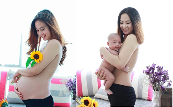 Chồng chụp cho vợ nhật ký mang thai
