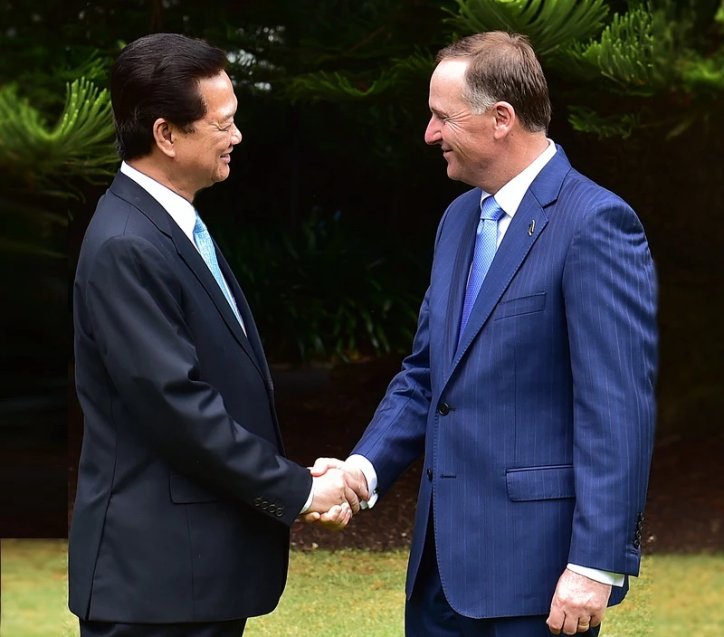 Thủ tướng New Zealand John Key chào đón Thủ tướng Nguyễn Tấn Dũng. Ảnh: VGP