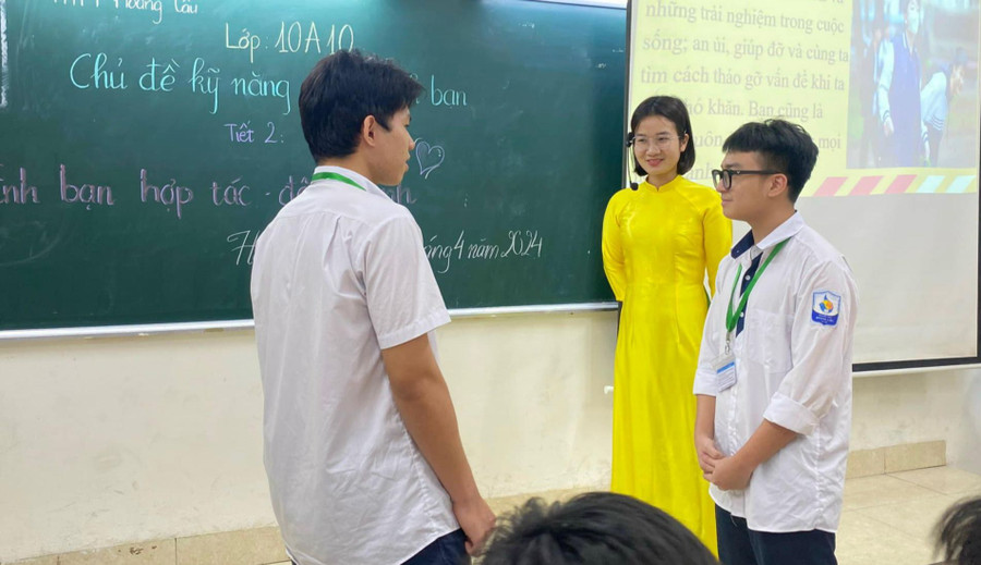 Một lớp học của Trường THPT Hoàng Cầu (Đống Đa, Hà Nội). Ảnh: Website nhà trường