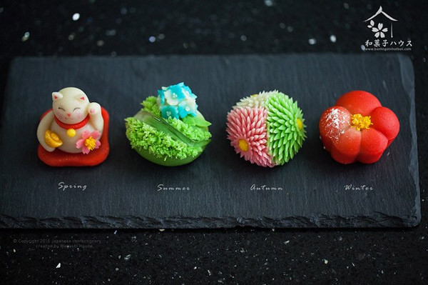 Bánh Wagashi rất cầu kỳ trong cách thiết kế