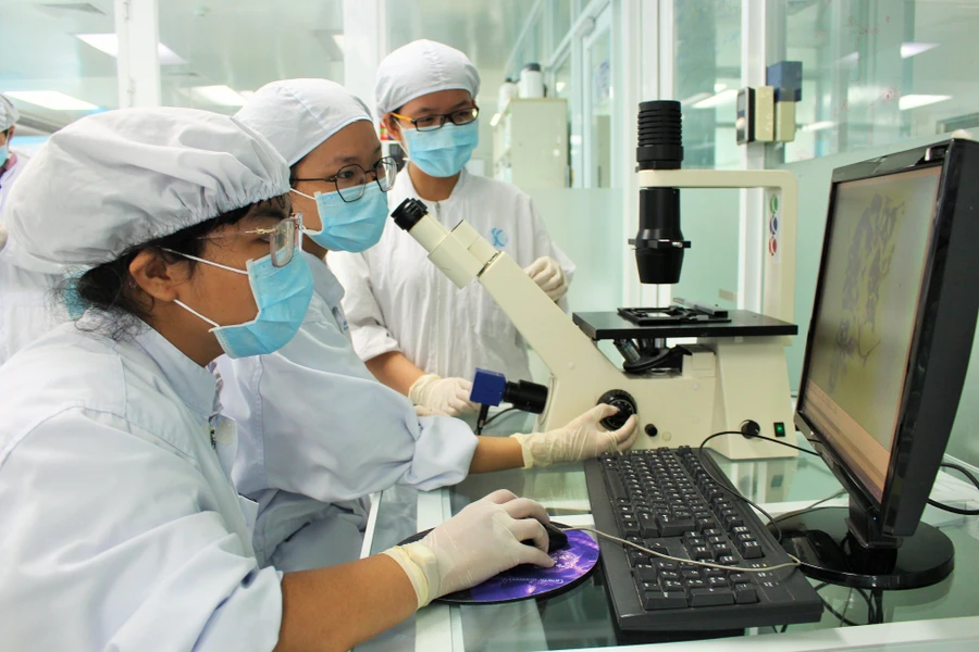 Các nghiên cứu viên đang nghiên cứu tại Viện tế bào gốc